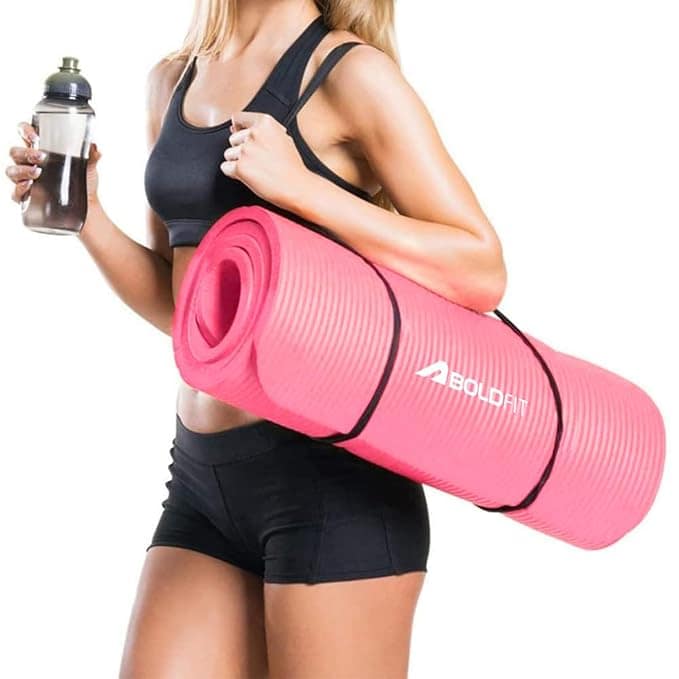 Boldfit Yoga Mats for Women and Men NBR Material with Carrying Strap, Extra Thick Exercise Mats for Workout Yoga Mat for Women for Workout, Yoga, Fitness, Exercise Mat Anti Slip Yoga Mats